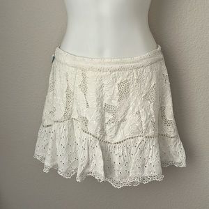 LoveShackFancy Eliza Mini Skirt True White Lace Embroidered Eyelet Ruffle Size 4